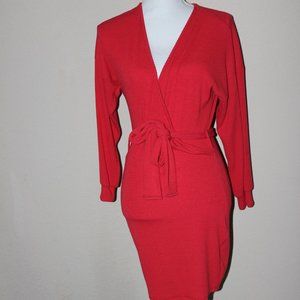Red Wrap Sweater Dress